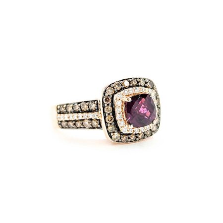 Ring LeVian 1.00ctw Round Diamonds .88ct Rhod Garnet 14ky sz7 124060157