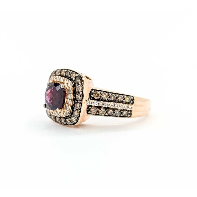 Ring LeVian 1.00ctw Round Diamonds .88ct Rhod Garnet 14ky sz7 124060157