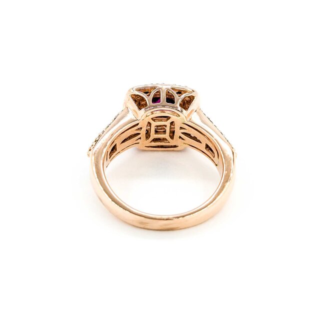 Ring LeVian 1.00ctw Round Diamonds .88ct Rhod Garnet 14ky sz7 124060157