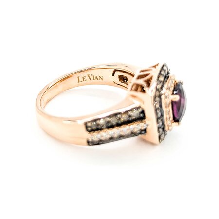 Ring LeVian 1.00ctw Round Diamonds .88ct Rhod Garnet 14ky sz7 124060157