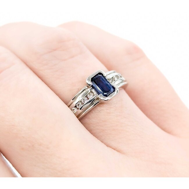 Ring .16ctw Round Diamonds .75ct Sapphire 14kw Sz6 221090078