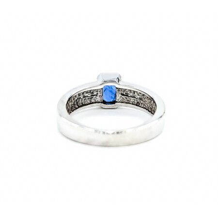 Ring .16ctw Round Diamonds .75ct Sapphire 14kw Sz6 221090078