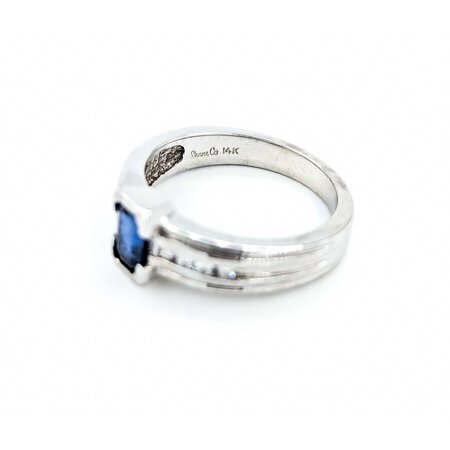 Ring .16ctw Round Diamonds .75ct Sapphire 14kw Sz6 221090078