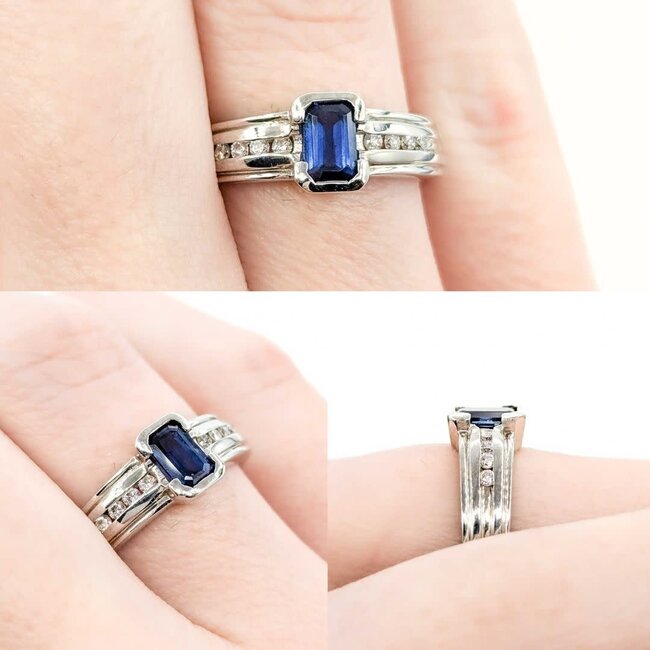 Ring .16ctw Round Diamonds .75ct Sapphire 14kw Sz6 221090078