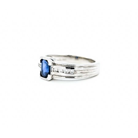 Ring .16ctw Round Diamonds .75ct Sapphire 14kw Sz6 221090078