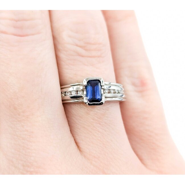 Ring .16ctw Round Diamonds .75ct Sapphire 14kw Sz6 221090078