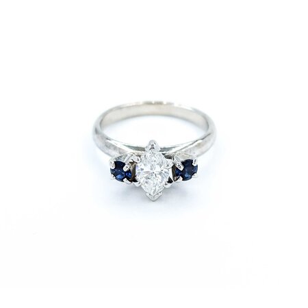 Ring .50ct Marquise Diamond .25ctw Sapphires 14kw Sz5.5 221090074