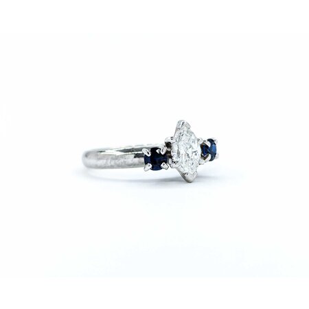Ring .50ct Marquise Diamond .25ctw Sapphires 14kw Sz5.5 221090074