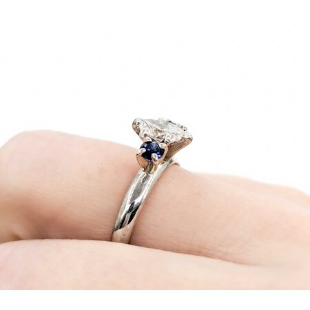 Ring .50ct Marquise Diamond .25ctw Sapphires 14kw Sz5.5 221090074