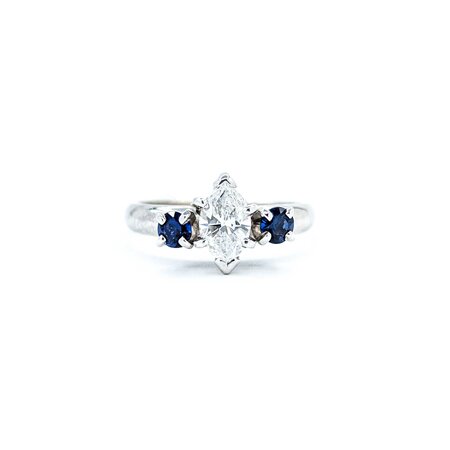 Ring .50ct Marquise Diamond .25ctw Sapphires 14kw Sz5.5 221090074