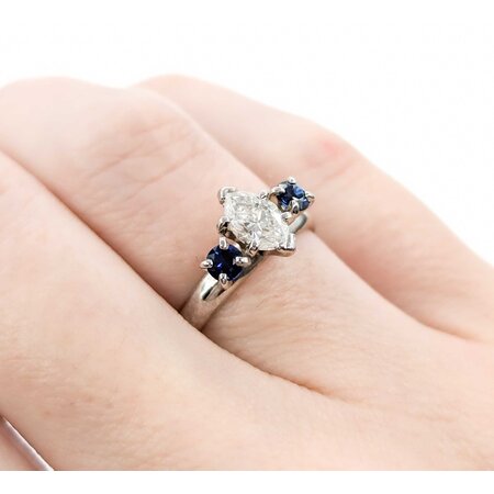 Ring .50ct Marquise Diamond .25ctw Sapphires 14kw Sz5.5 221090074