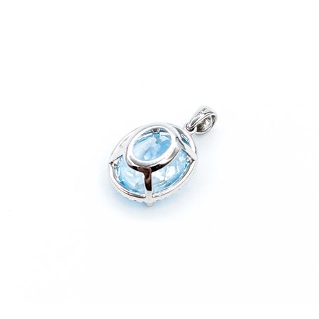 Pendant .11ctw Round Diamonds 6.51ct Blue Topaz 20x12mm 14kw " 124091250