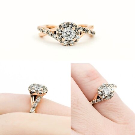 Ring Engagement Halo .25ct Round Diamond .20ctw Diamonds 14kr sz3.5 224090301