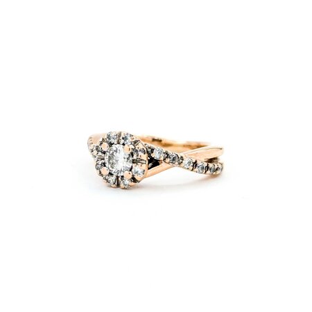 Ring Engagement Halo .25ct Round Diamond .20ctw Diamonds 14kr sz3.5 224090301