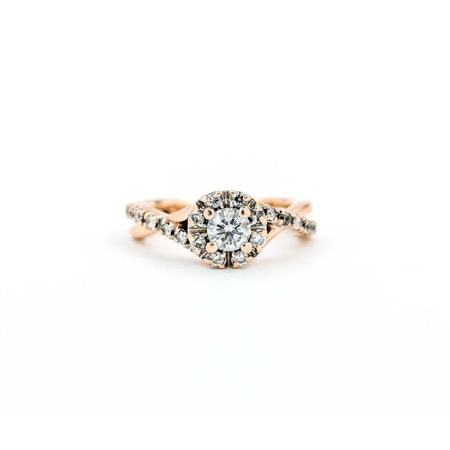 Ring Engagement Halo .25ct Round Diamond .20ctw Diamonds 14kr sz3.5 224090301