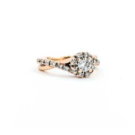 Ring Engagement Halo .25ct Round Diamond .20ctw Diamonds 14kr sz3.5 224090301