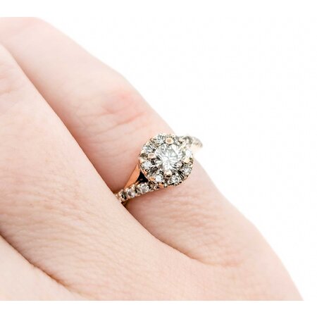 Ring Engagement Halo .25ct Round Diamond .20ctw Diamonds 14kr sz3.5 224090301