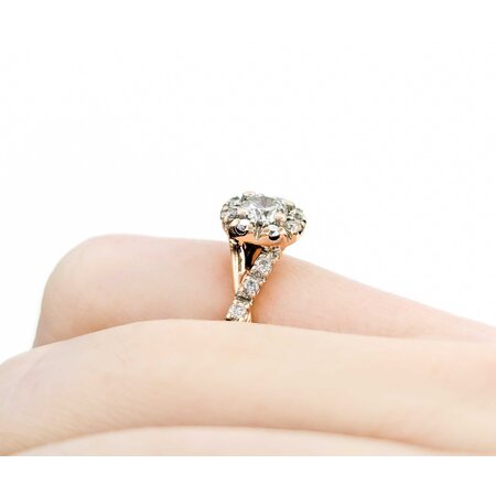 Ring Engagement Halo .25ct Round Diamond .20ctw Diamonds 14kr sz3.5 224090301