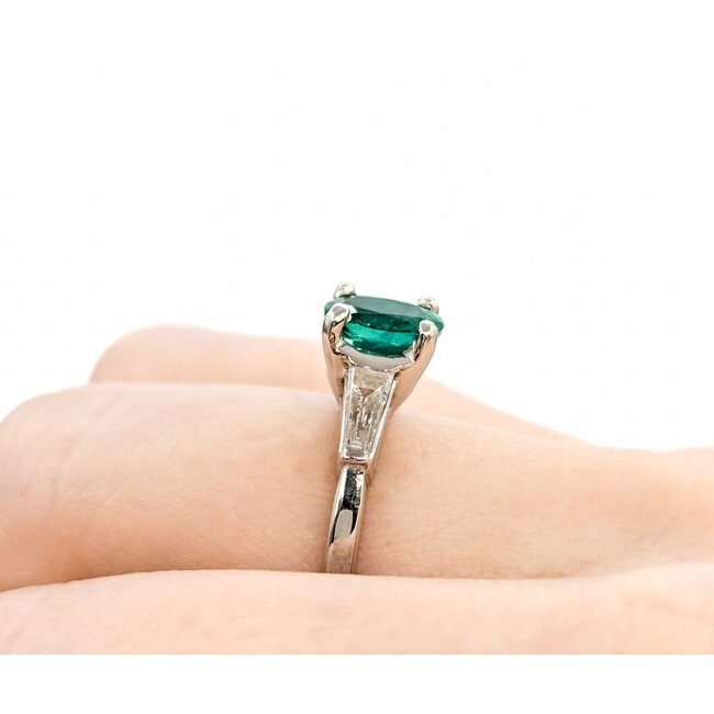 Ring .30ctw Baguettes Diamonds 1.19ct Emerald 900pt 2.5mm sz7 124060185