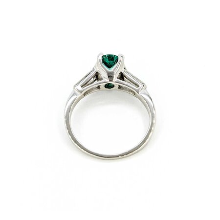 Ring .30ctw Baguettes Diamonds 1.19ct Emerald 900pt 2.5mm sz7 124060185