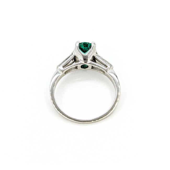 Ring .30ctw Baguettes Diamonds 1.19ct Emerald 900pt 2.5mm sz7 124060185