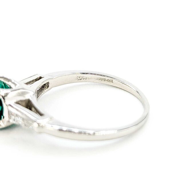 Ring .30ctw Baguettes Diamonds 1.19ct Emerald 900pt 2.5mm sz7 124060185