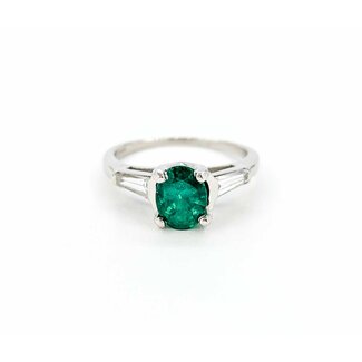 Ring .30ctw Baguettes Diamonds 1.19ct Emerald 900pt 2.5mm sz7 124060185