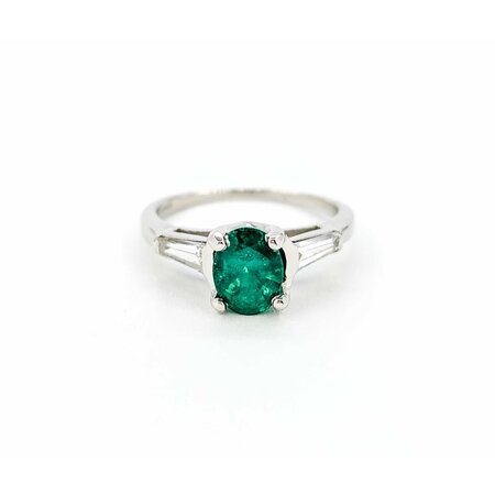 Ring .30ctw Baguettes Diamonds 1.19ct Emerald 900pt 2.5mm sz7 124060185