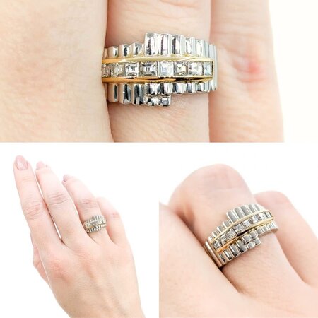 Ring .50ctw Square Emerald Diamonds 900pt sz5.25 124060012