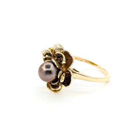 Ring 6.6mm Chocolate Pearl 14ky sz6.5 124090151