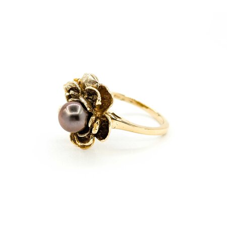 Ring 6.6mm Chocolate Pearl 14ky sz6.5 124090151