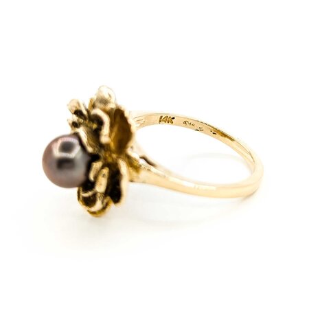 Ring 6.6mm Chocolate Pearl 14ky sz6.5 124090151