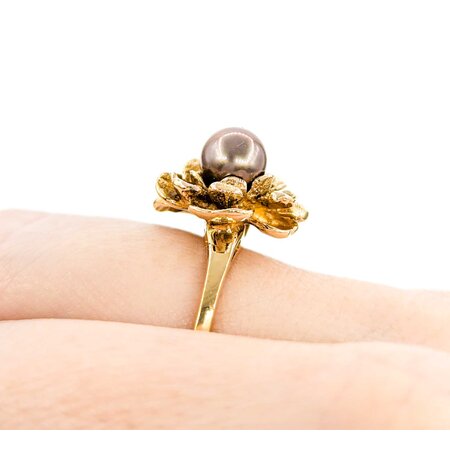 Ring 6.6mm Chocolate Pearl 14ky sz6.5 124090151