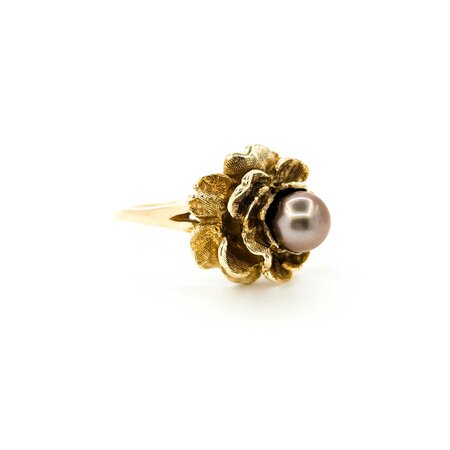 Ring 6.6mm Chocolate Pearl 14ky sz6.5 124090151