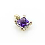  Pendant .06ctw Round Diamonds 3.90ct Amethyst 22x14mm 14ky " 224091251