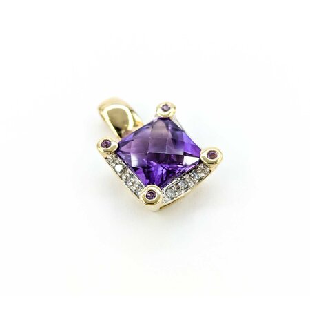 Pendant .06ctw Round Diamonds 3.90ct Amethyst 22x14mm 14ky " 224091251