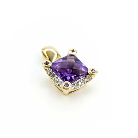 Pendant .06ctw Round Diamonds 3.90ct Amethyst 22x14mm 14ky " 224091251