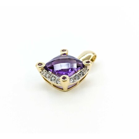 Pendant .06ctw Round Diamonds 3.90ct Amethyst 22x14mm 14ky " 224091251