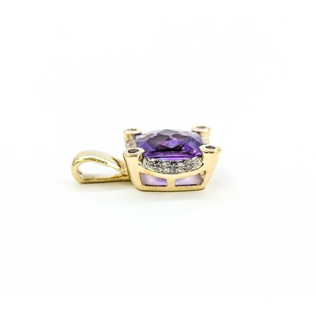 Pendant .06ctw Round Diamonds 3.90ct Amethyst 22x14mm 14ky " 224091251