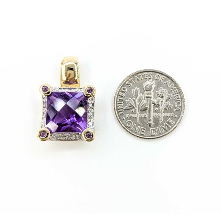 Pendant .06ctw Round Diamonds 3.90ct Amethyst 22x14mm 14ky " 224091251