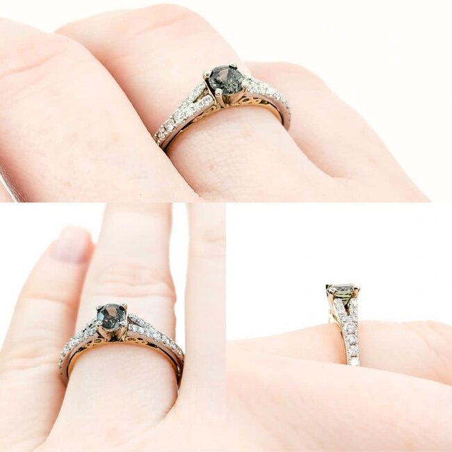 Ring  .46ctw Diamonds .59ct Alexandrite  Platinum & 14ky Sz7 121090233