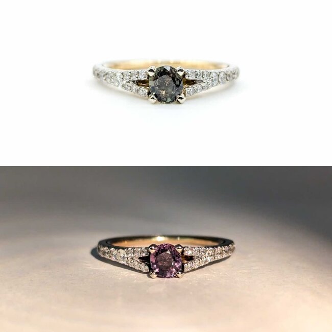 Ring  .46ctw Diamonds .59ct Alexandrite  Platinum & 14ky Sz7 121090233