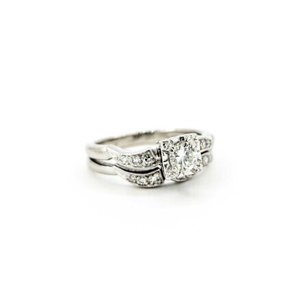Ring Set Mid Century .33ct Round Diamond .15ctw Diamonds 14kw sz7.25 224090751