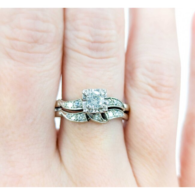 Ring Set Mid Century .33ct Round Diamond .15ctw Diamonds 14kw sz7.25 224090751