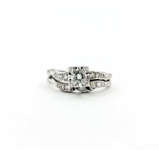 Ring Set Mid Century .33ct Round Diamond .15ctw Diamonds 14kw sz7.25 224090751