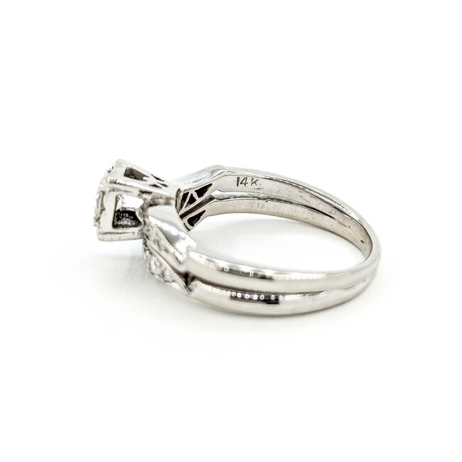 Ring Set Mid Century .33ct Round Diamond .15ctw Diamonds 14kw sz7.25 224090751