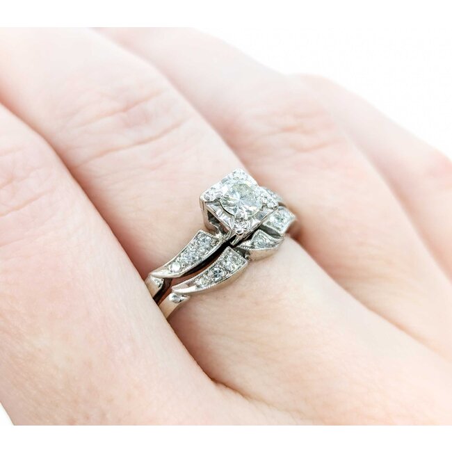 Ring Set Mid Century .33ct Round Diamond .15ctw Diamonds 14kw sz7.25 224090751