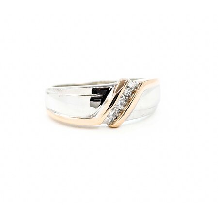 Ring 3 Stone Channel Set .12ctw Round Diamonds 14ktt sz10 224090452