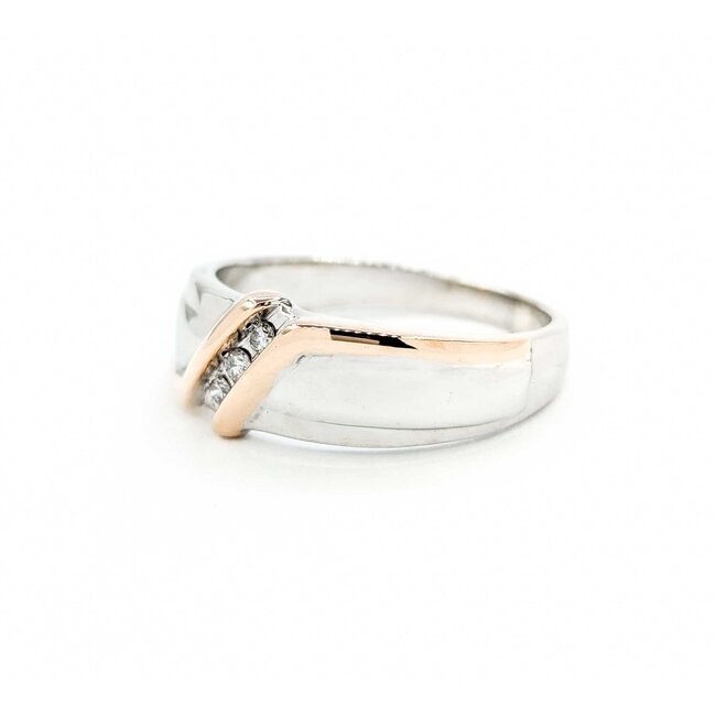 Ring 3 Stone Channel Set .12ctw Round Diamonds 14ktt sz10 224090452