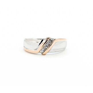 Ring 3 Stone Channel Set .12ctw Round Diamonds 14ktt sz10 224090452